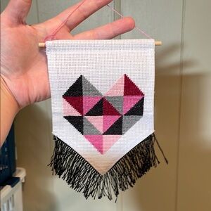 Geometric Heart Wall Hanging with Fringe